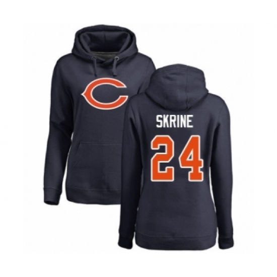 Football Women's Chicago Bears #24 Buster Skrine Navy Blue Name & Number Logo Pullover Hoodie