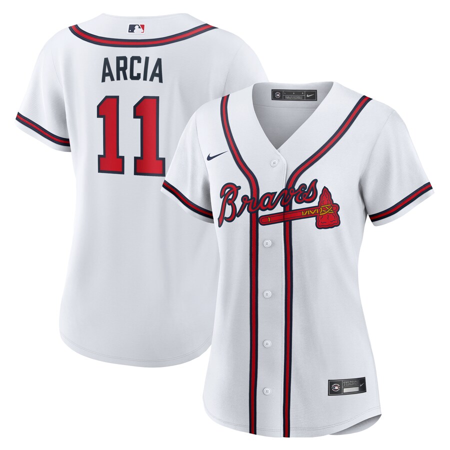 Women's Atlanta Braves Orlando Arcia Nike White Home Replica Jersey