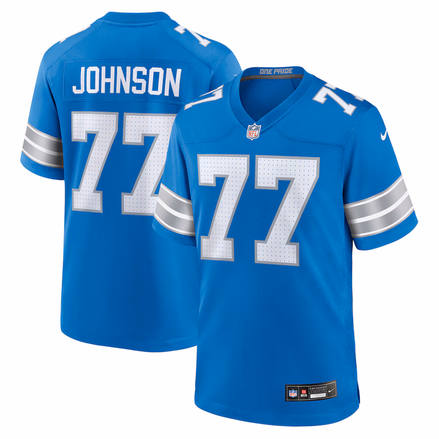 Men's Detroit Lions Zack Johnson Nike Blue Team Game Jersey