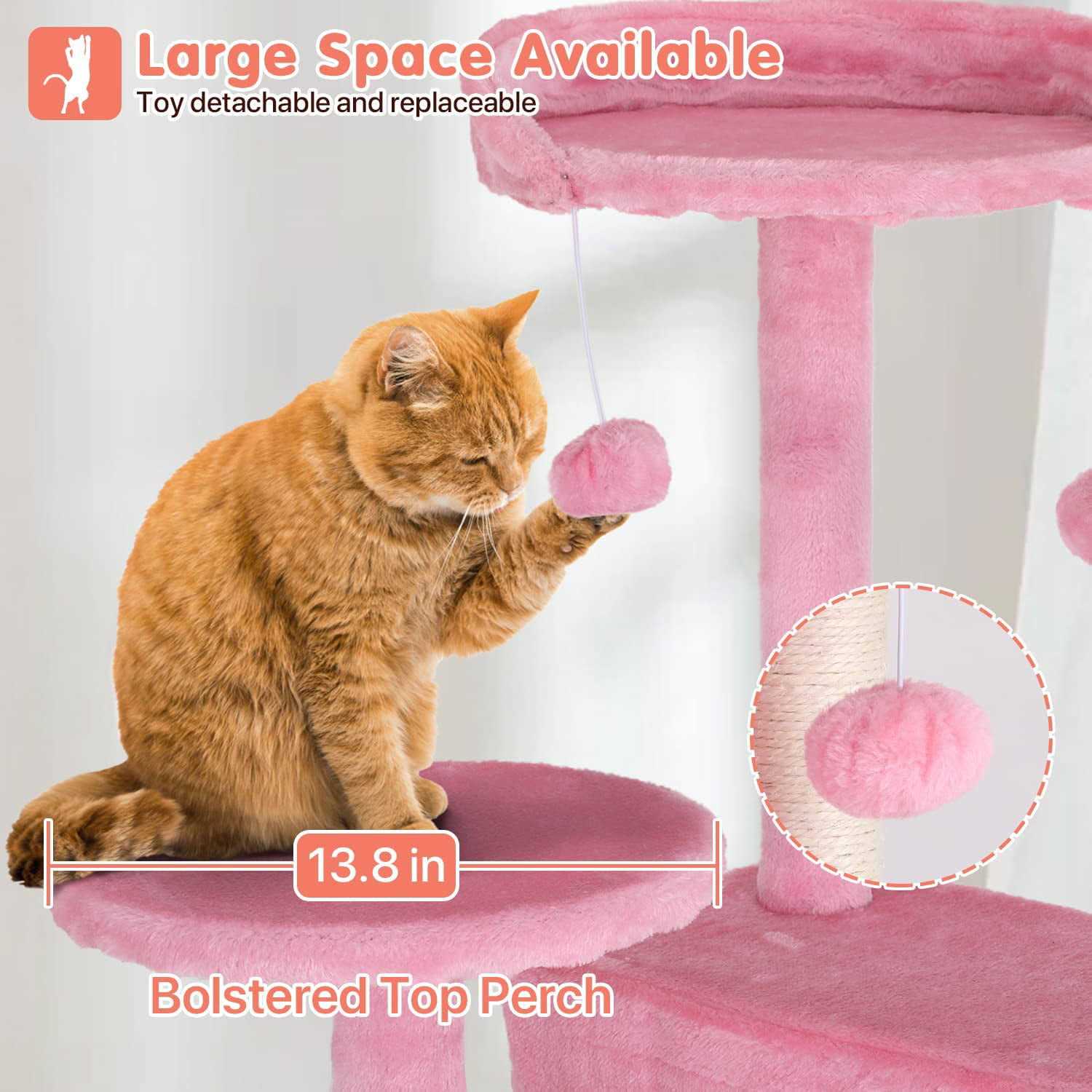Niamvelo 54-in Double Condo Cat Tree Tower Playhouse with Scratching Post & Perch for Indoor