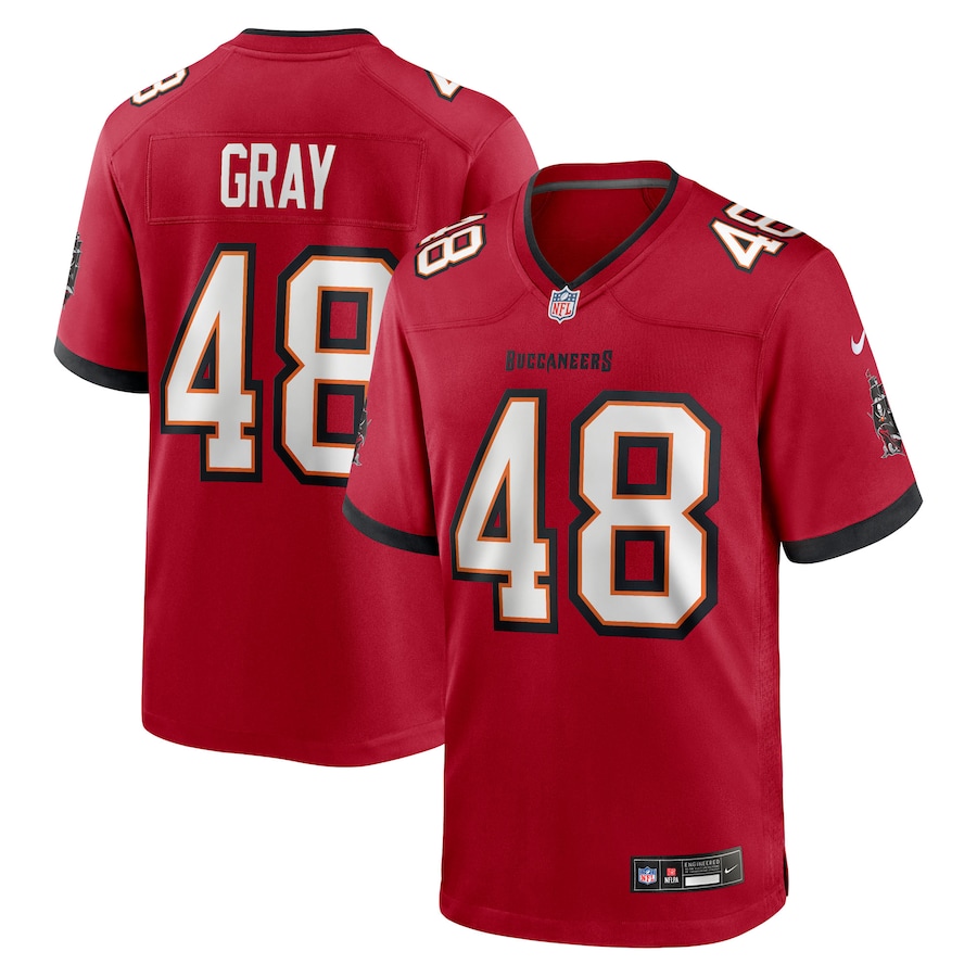 Men's Tampa Bay Buccaneers JT Gray Nike Red Team Game Jersey