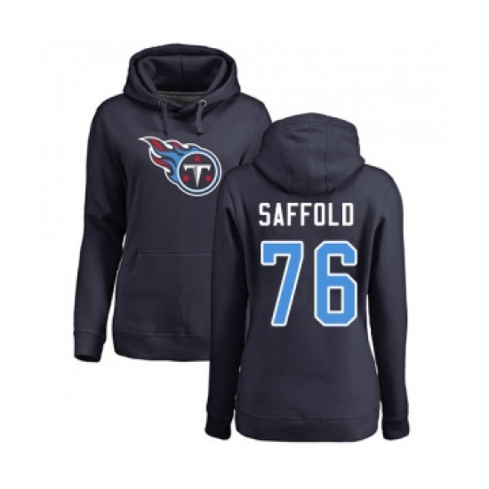 Football Women's Tennessee Titans #76 Rodger Saffold Navy Blue Name & Number Logo Pullover Hoodie