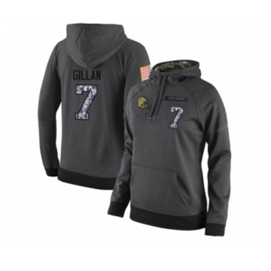 Football Women's Cleveland Browns #7 Jamie Gillan Stitched Black Anthracite Salute to Service Player Performance Hoodie