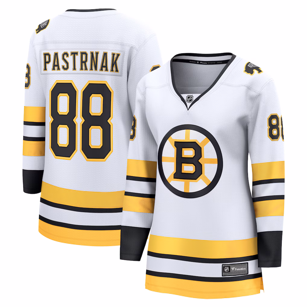 Women's Boston Bruins David Pastrnak Fanatics White Away Breakaway Player Jersey