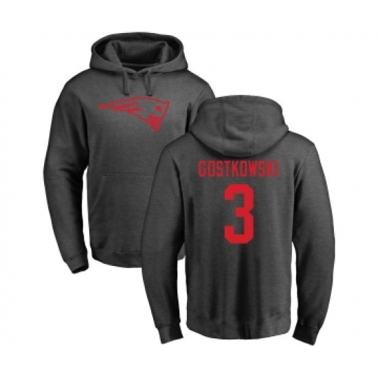 Football New England Patriots #3 Stephen Gostkowski Ash One Color Pullover Hoodie