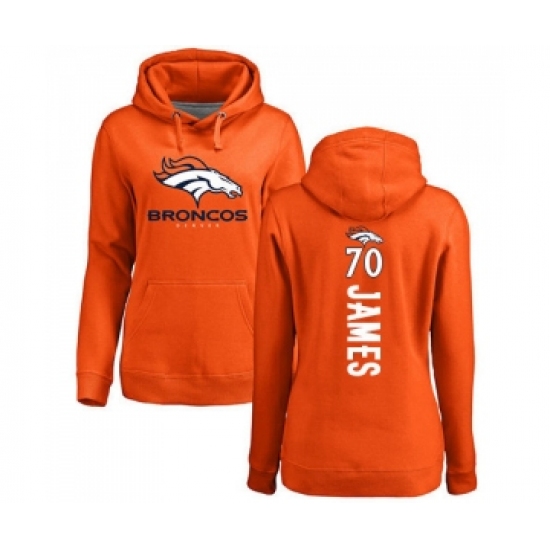 Football Women's Denver Broncos #70 Ja'Wuan James Orange Backer Pullover Hoodie