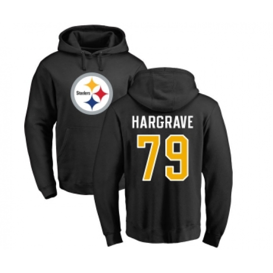 Football Pittsburgh Steelers #79 Javon Hargrave Black Name & Number Logo Pullover Hoodie