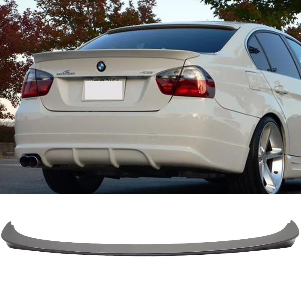 Ikon Motorsports Trunk Spoiler Wing Compatible with 2006-2011 BMW 3-Series E90 Sedan AC Style Unpainted ABS - Curated Treasures Market