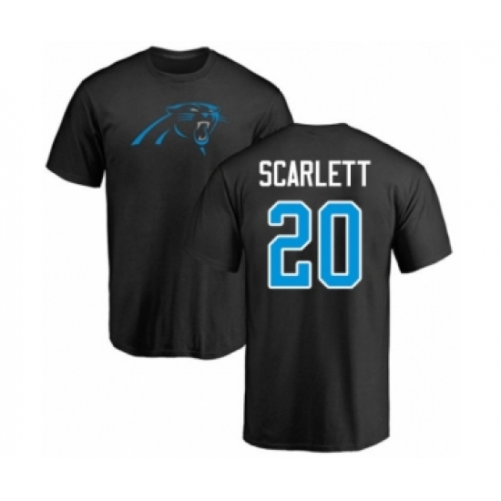 Football Carolina Panthers #20 Jordan Scarlett Black Name & Number Logo T-Shirt