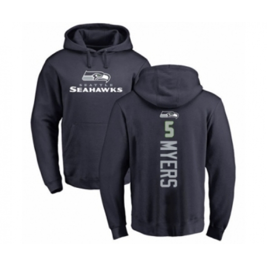 Football Seattle Seahawks #5 Jason Myers Navy Blue Backer Pullover Hoodie