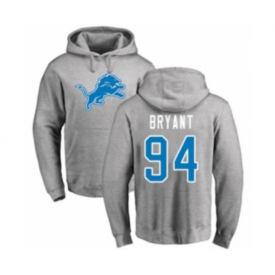Football Detroit Lions #94 Austin Bryant Ash Name & Number Logo Pullover Hoodie