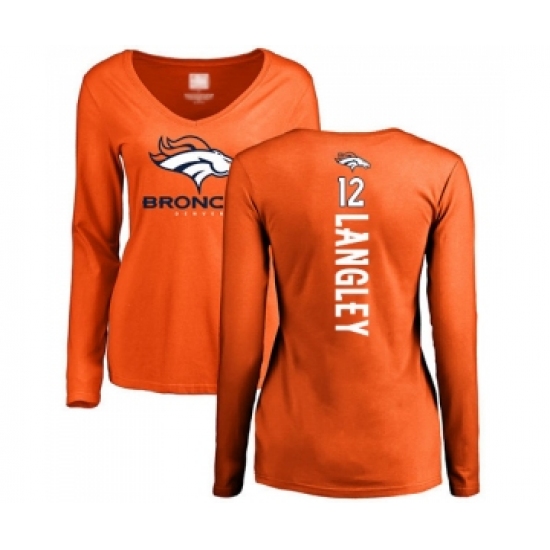 Football Women's Denver Broncos #12 Brendan Langley Orange Backer Long Sleeve T-Shirt