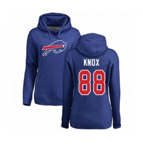 Football Women's Buffalo Bills #88 Dawson Knox Royal Blue Name & Number Logo Pullover Hoodie