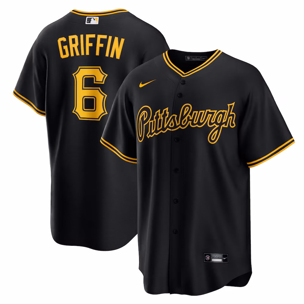 Men's Pittsburgh Pirates Konnor Griffin Nike Black Alternate Replica Jersey