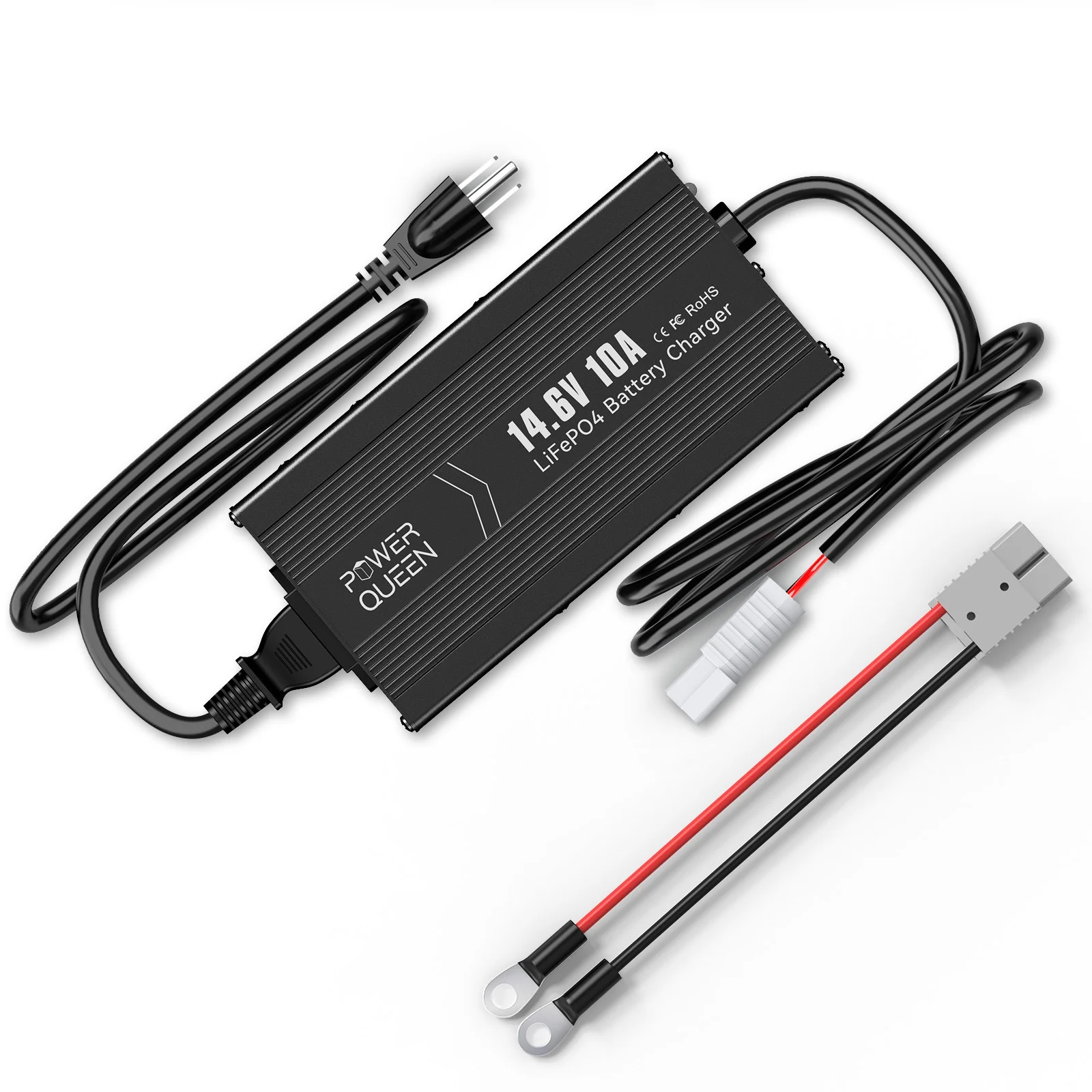 Power Queen 12V 50Ah Deep Cycle LiFePO4 Lithium Battery with 14.6V 10A Charger for RV, Camper, Trailer