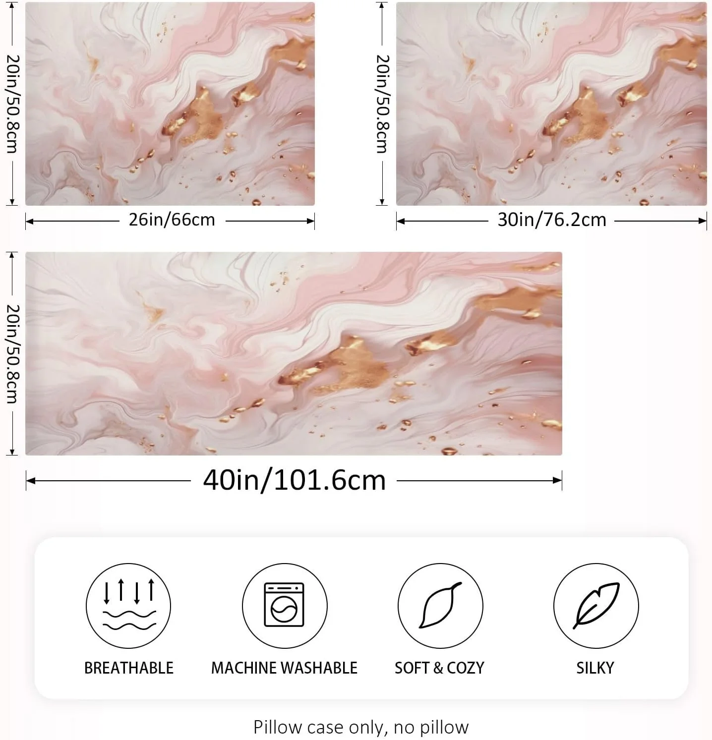 Coolnut Rose Gold Marble Texture Pillowcase for Hair and Skin Silk Pillowcase Standard Size 20 ×26Inn, Soft and Breathable Slippery Satin Pillowcase Covers for Sleep Decor Giftsation 1086 - Curated Treasures Market