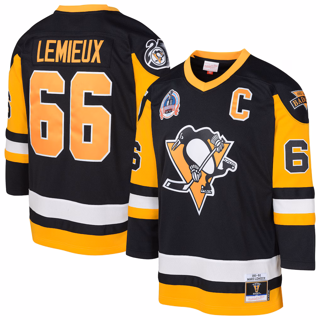Youth Pittsburgh Penguins Mario Lemieux Mitchell & Ness Black 1991/92 Captain Patch Power Play Player Jersey