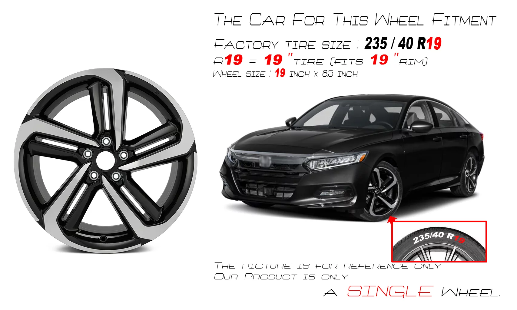 19 Brand New Single 19X8.5 Alloy Wheel For 2018-2022 HONDA Accord OEM Quality Replacement 10 Spoke Rim