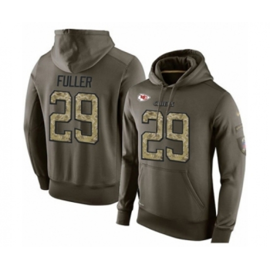 Football Men's Kansas City Chiefs #29 Kendall Fuller Green Salute To Service Pullover Hoodie