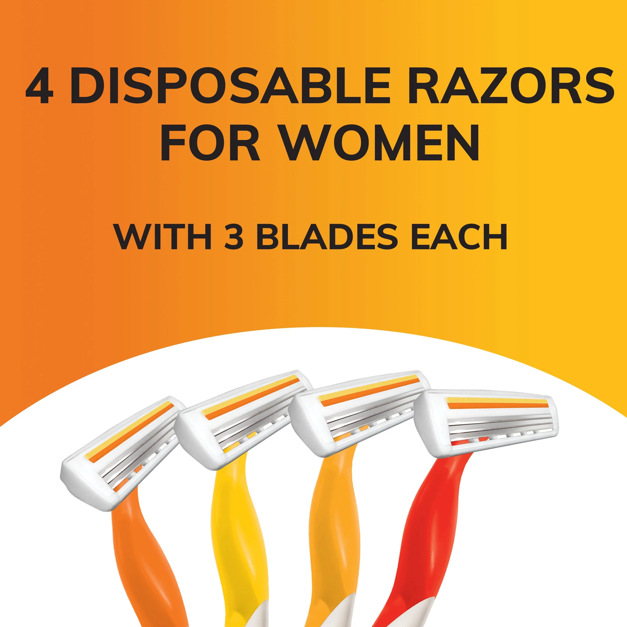 BIC Soleil Smooth Women's Disposable Razors, 3 Blades with Silky Moisture Strip, 4-Count