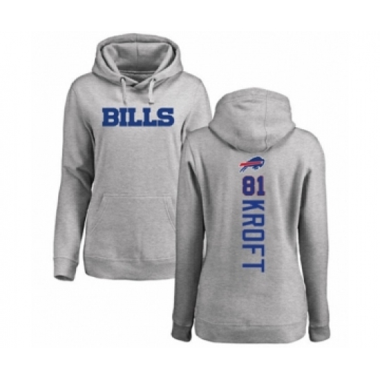Football Women's Buffalo Bills #81 Tyler Kroft Ash Backer Pullover Hoodie