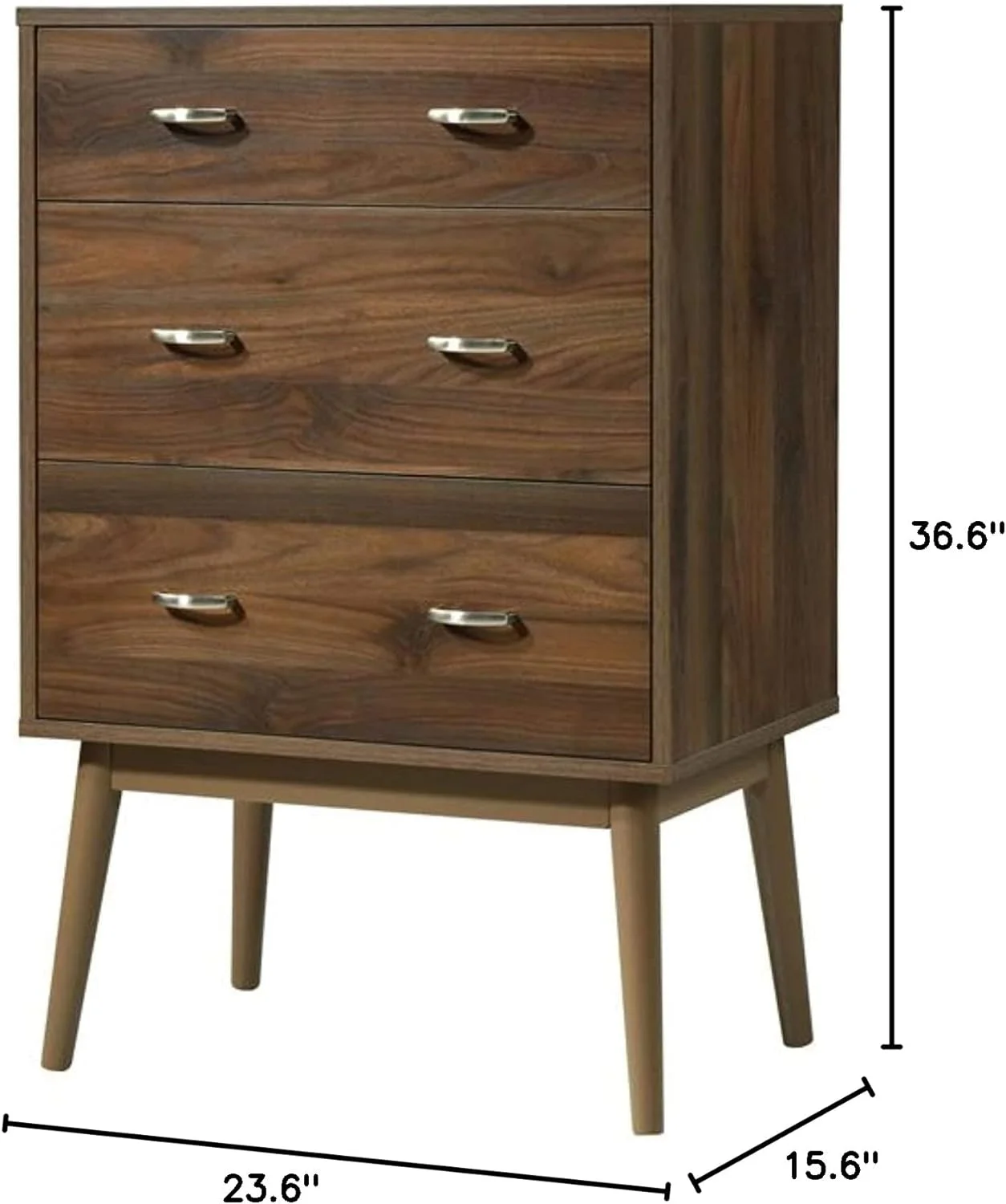 MONTAGE CENTURY MODERN 3 DRAWER CHEST DRESSER. WALNUT