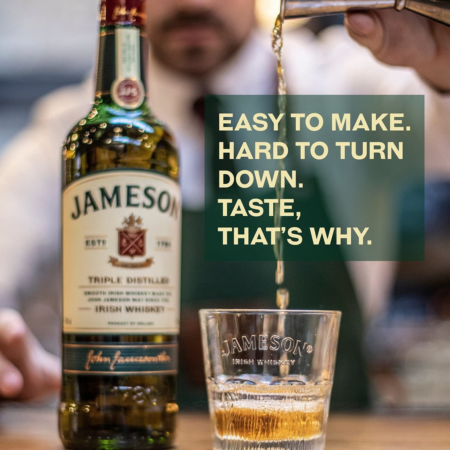 Jameson Original Irish Whiskey, 750 ml Bottle, 40% ABV, 80 Proof