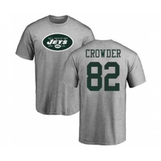 Football New York Jets #82 Jamison Crowder Ash Name & Number Logo T-Shirt