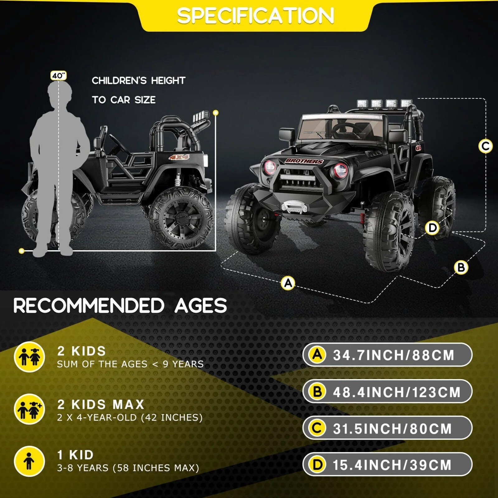 2-Seater Kids Ride on Truck Electric Toys Car with Parent Remote Control 24V 200W - Curated Treasures Market