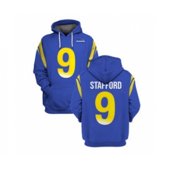 Men's Los Angeles Rams #9 Matthew Stafford 2021 Royal Pullover Football Hoodie