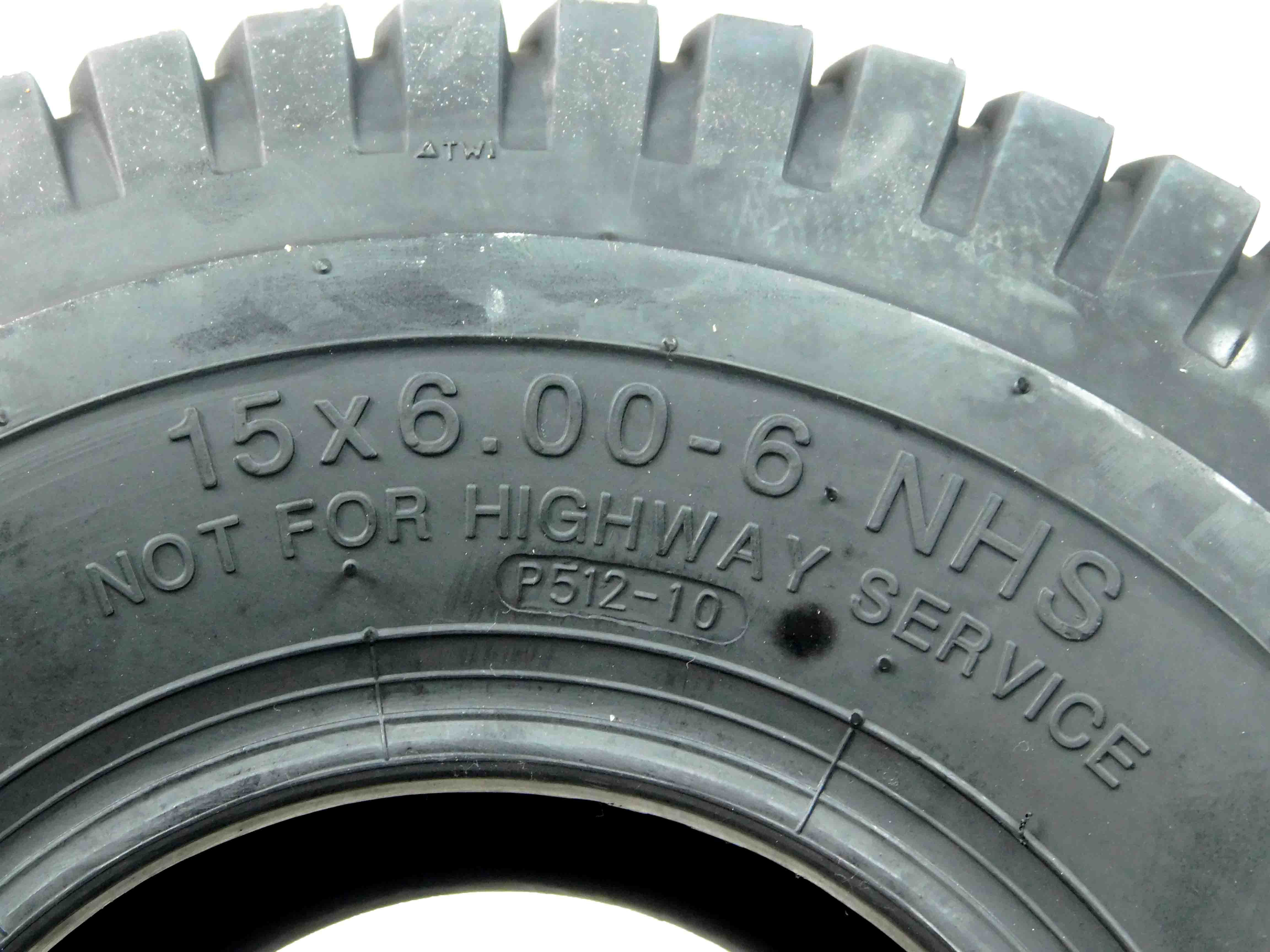 MASSFX 15x6-6 Lawn Mower and Turf Single Tire - 4 Ply, 1/4 Tread Depth - 15x6x6