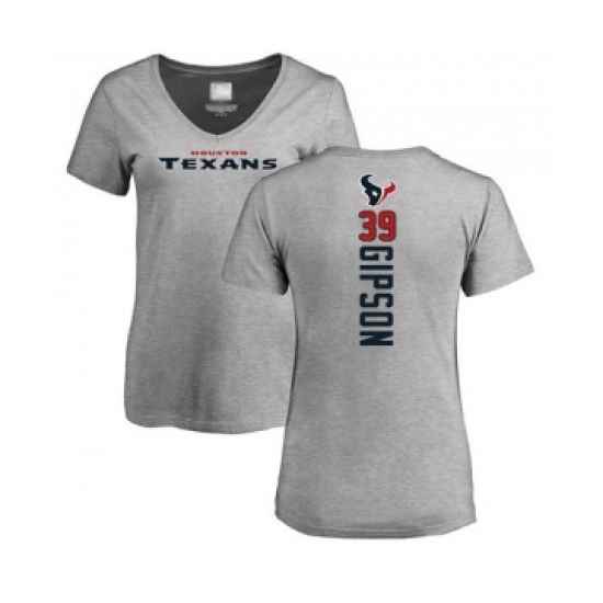 Football Women's Houston Texans #39 Tashaun Gipson Ash Backer T-Shirt
