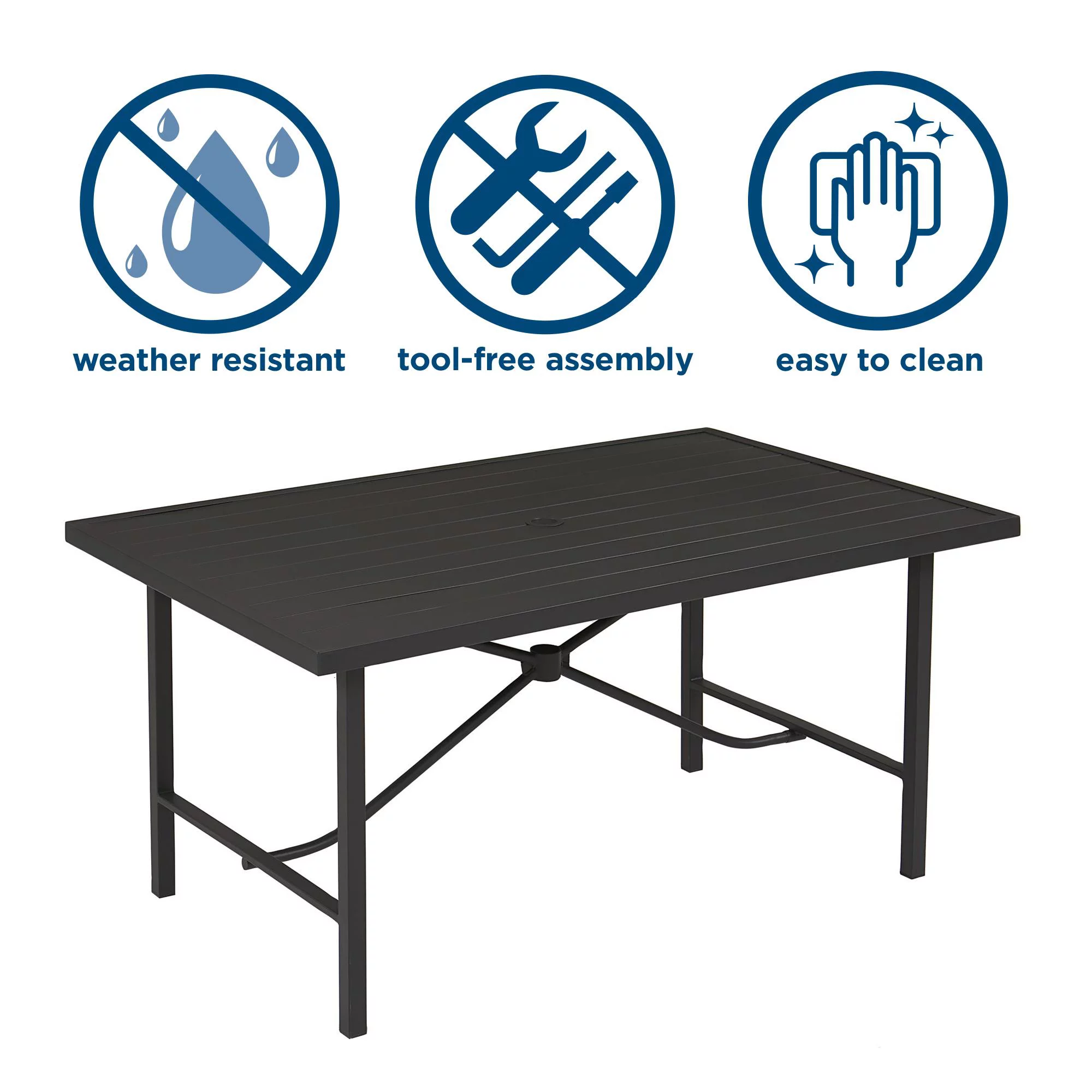 COSCO Outdoor Furniture, Patio Dining Table, Steel, Charcoal - Curated Treasures Market