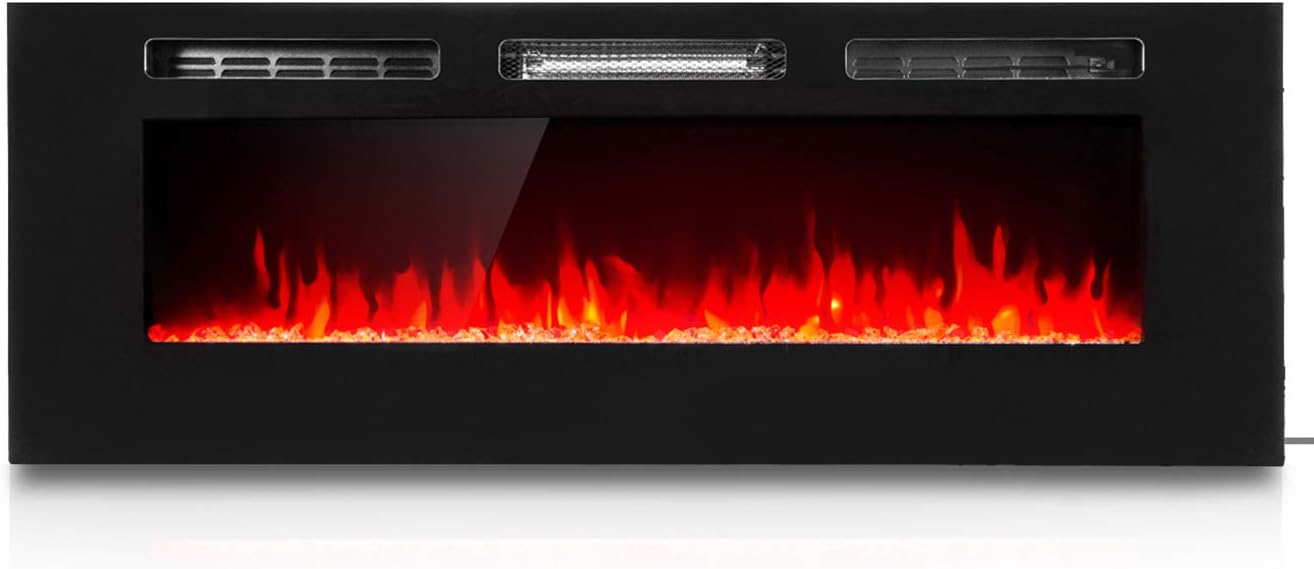 XtremepowerUS 1500W Recessed Electric Insert Fireplace Wall Mounted Fire Place Heater Multicolor Flame, Remote Control