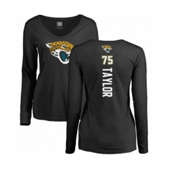 Football Women's Jacksonville Jaguars #75 Jawaan Taylor Black Backer Slim Fit Long Sleeve T-Shirt