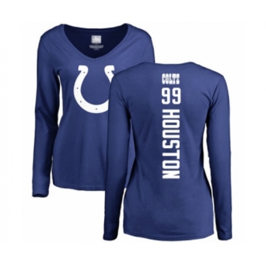 Football Women's Indianapolis Colts #99 Justin Houston Royal Blue Backer Long Sleeve T-Shirt