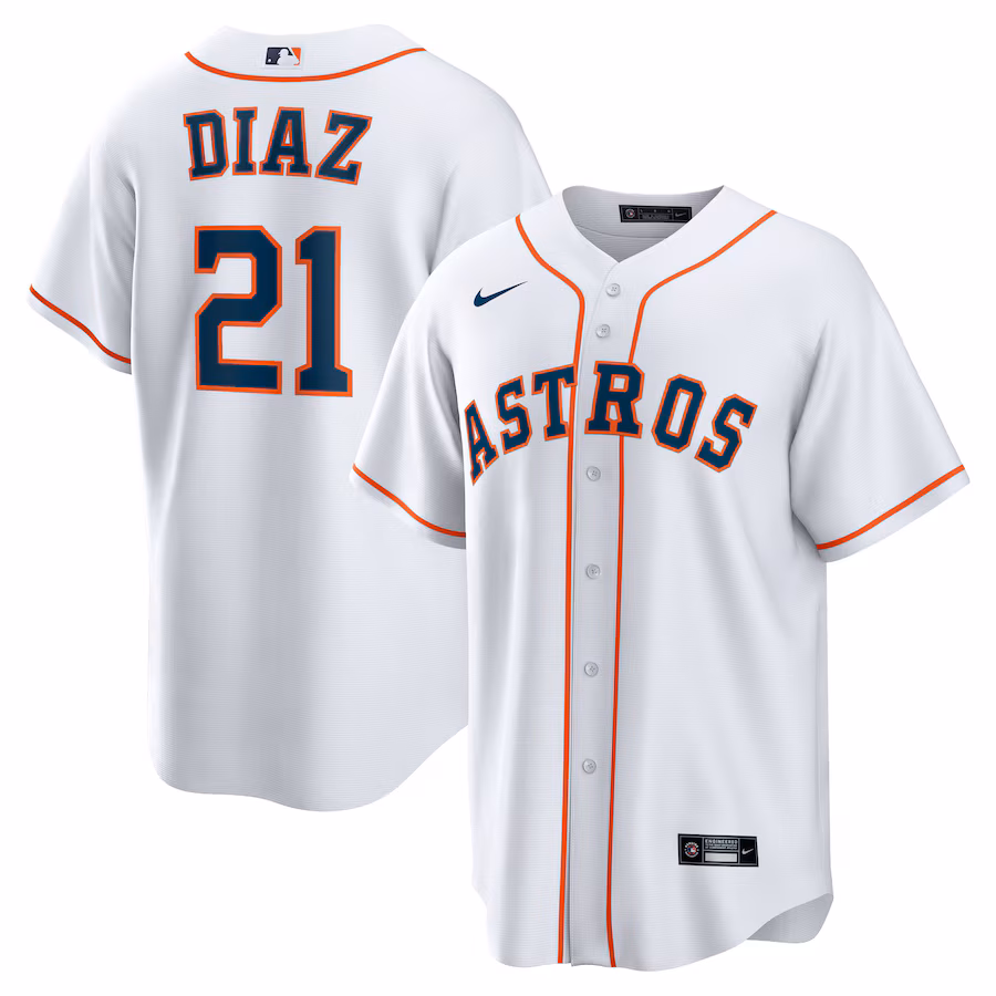 Youth Houston Astros Yainer Diaz Nike White Home Replica Jersey