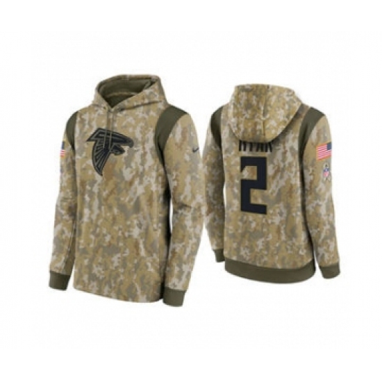 Men's Atlanta Falcons #2 Matt Ryan Camo 2021 Salute To Service Therma Performance Pullover Football Hoodie