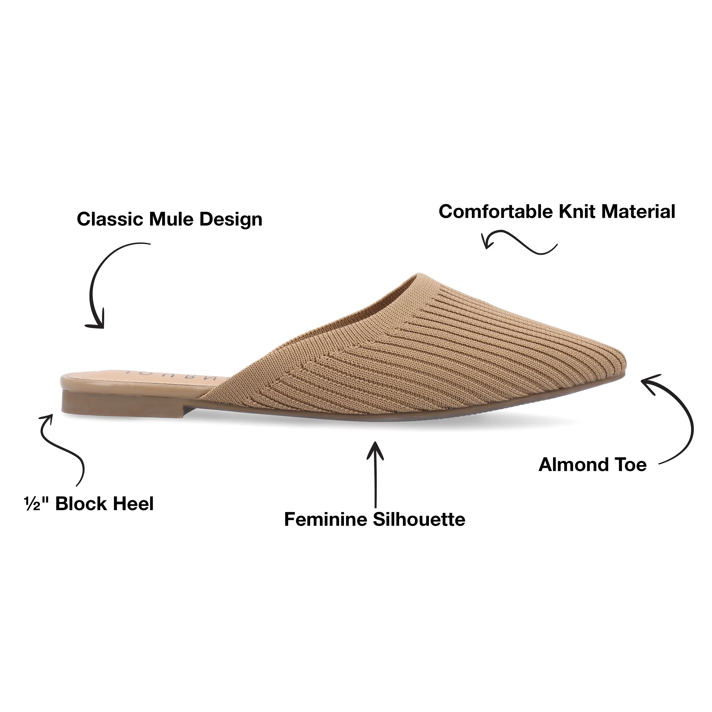 Journee Collection Womens Aniee Slip On Almond Toe Mule Flats - Curated Treasures Market