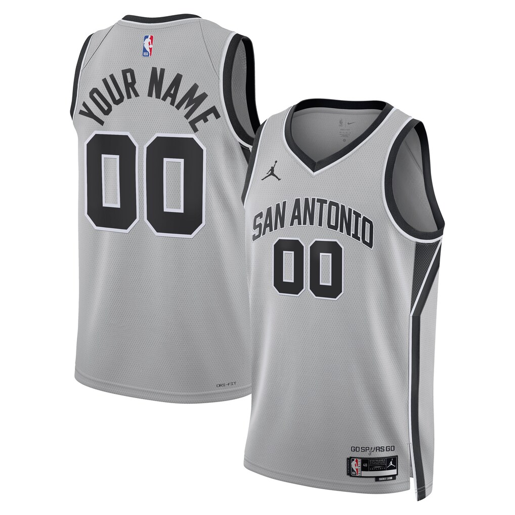 Unisex San Antonio Spurs Jordan Brand Silver Swingman Custom Jersey - Statement Edition