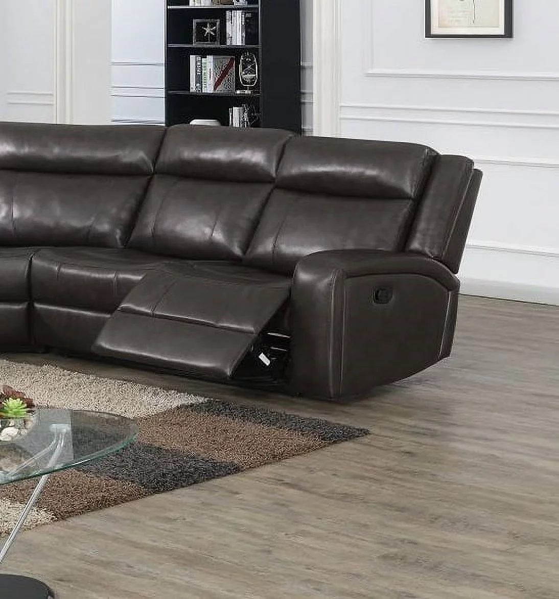 Formal Look Living Room Furniture Reclining POWER Motion Sectional Sofa Set Dark Brown Loveseat w Console Wedge Couch