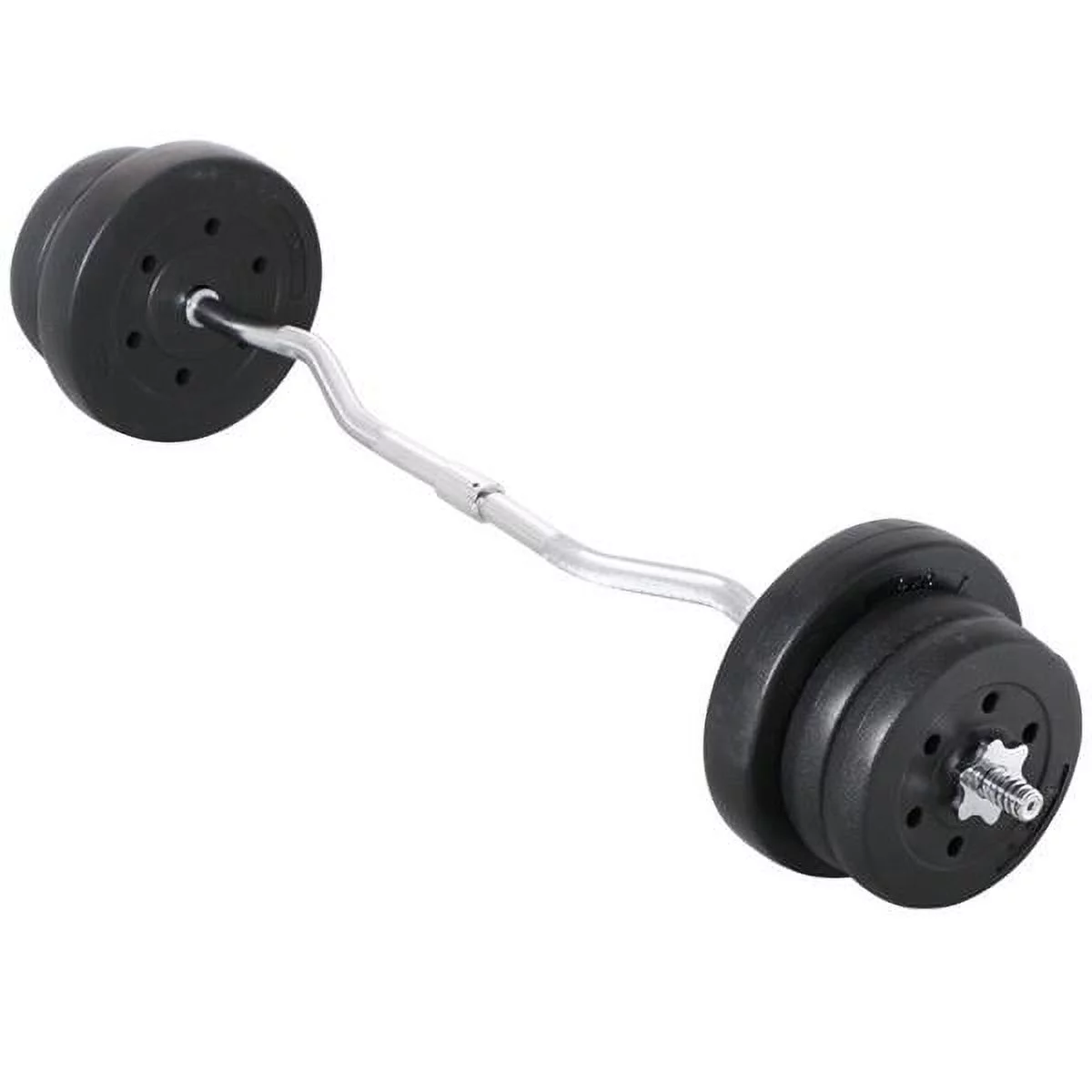 Renwick 55lb Barbell Dumbbell Weightlifting Set Black