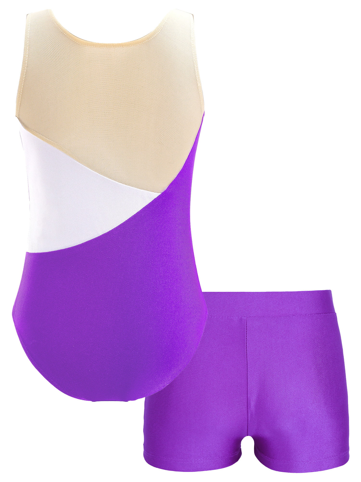 iiniim Kids Girls 2 Pieces Ballet Dance Outfits Gymnastics Leotard with Booty Shorts 4-14 Purple 6 - Curated Treasures Market