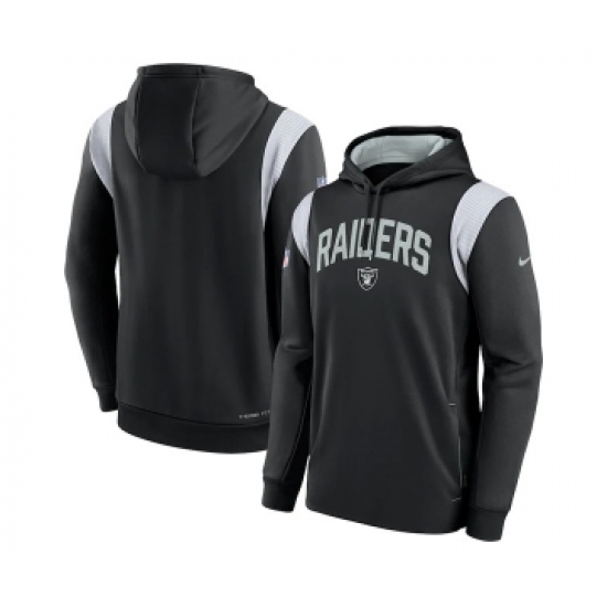 Mens Las Vegas Raiders Black Sideline Stack Performance Pullover Hoodie