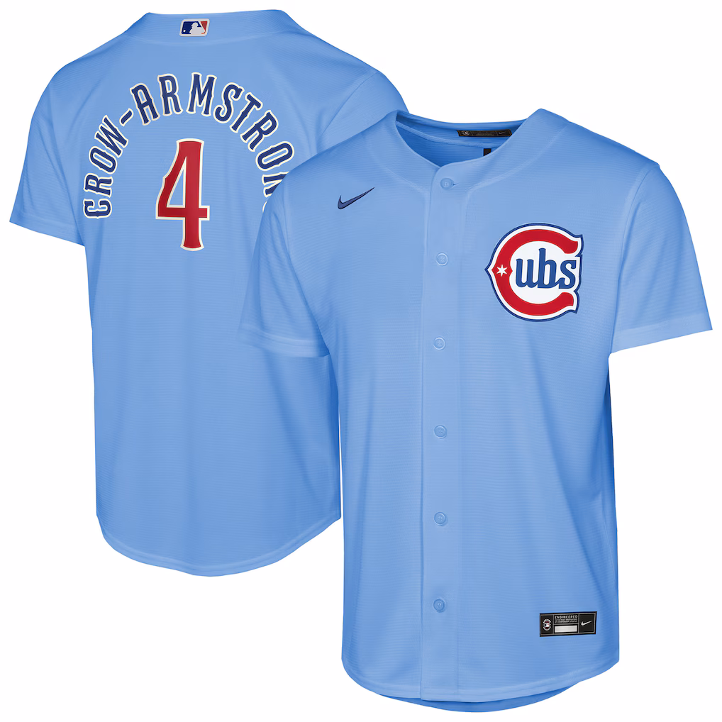 Youth Chicago Cubs Pete Crow-Armstrong Nike Light Blue Alternate 2 Replica Jersey