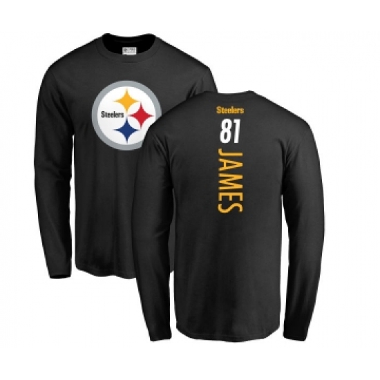 Football Pittsburgh Steelers #81 Jesse James Black Backer Long Sleeve T-Shirt