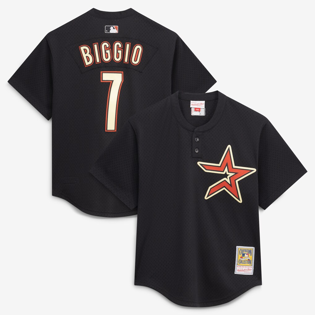 Men's Houston Astros Craig Biggio Mitchell & Ness Black Authentic Batting Practice Jersey