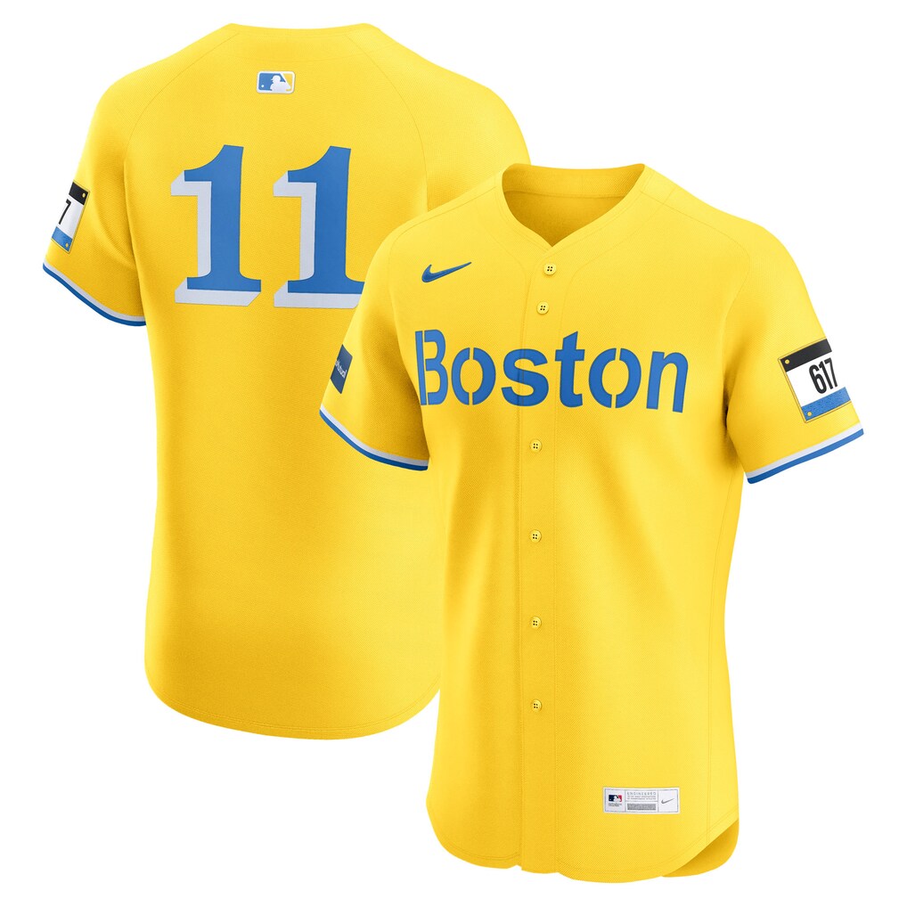 Men's Boston Red Sox Rafael Devers Nike Gold City Connect Sponsor Patch Elite Jersey