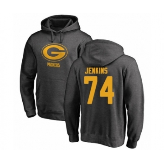 Football Green Bay Packers #74 Elgton Jenkins Ash One Color Pullover Hoodie