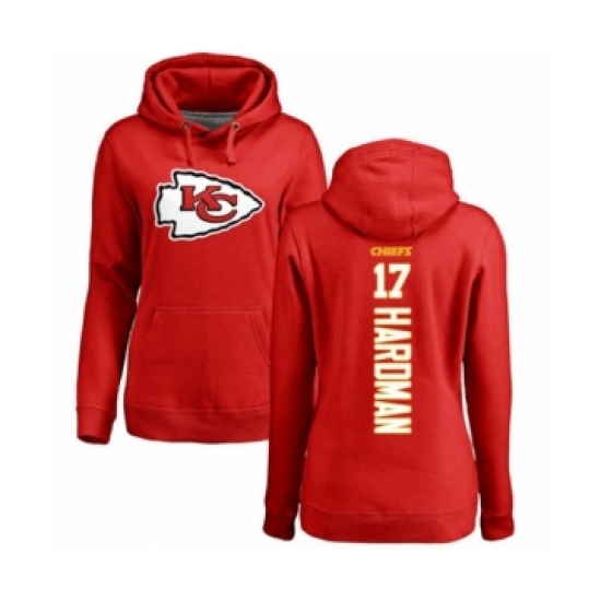 Football Women's Kansas City Chiefs #17 Mecole Hardman Red Backer Pullover Hoodie